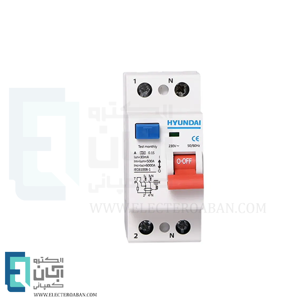 کلید محافظ جان یک پل + نول 100 آمپر هیوندای مدل HiRC100