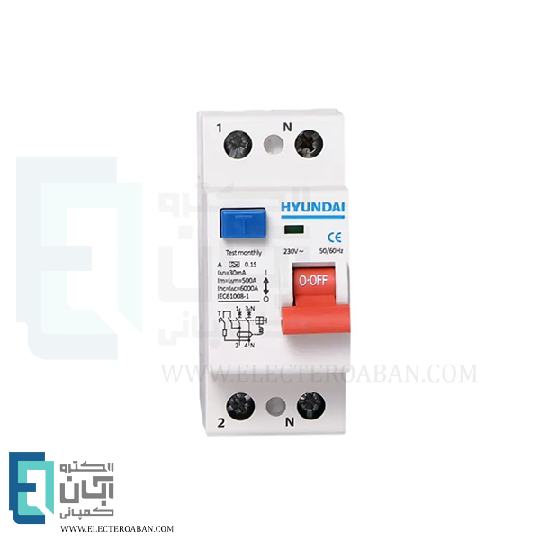 کلید محافظ جان یک پل + نول 80 آمپر هیوندای مدل HiRC100