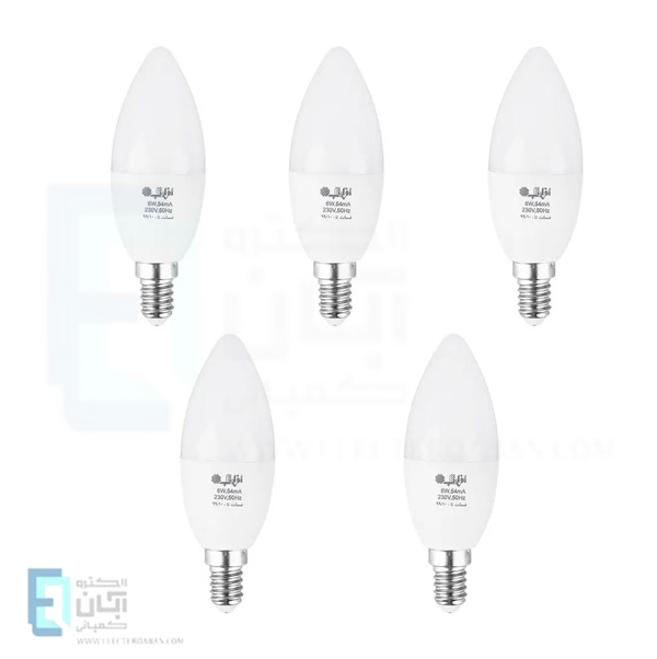 لامپ ال ای دی شمعی 7 وات افراتاب پایه E14 مدل AF-C37-7W بسته 5 عددی