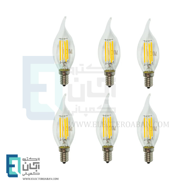 لامپ دکوراتیو فیلامنتی 6 وات اشکی مدل 4 پر C35 بسته 6 عددی