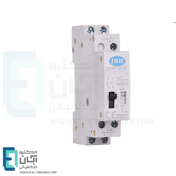 رله ضربه‌ای 2 پل 16 آمپر 24 ولت DC دستی و اتوماتیک JBH مدل 2NO کد RL21620D