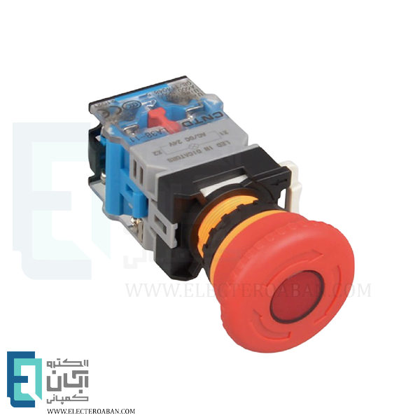 شستی قارچی قفل شو چراغدار 220 ولت CNTD مدل LA38-11ZSD40-C3/RD220