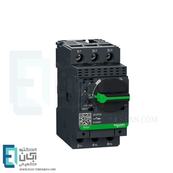 کلید حرارتی مغناطیسی گردان 0.25 تا 0.4 آمپر اشنایدر کد GV2P03
